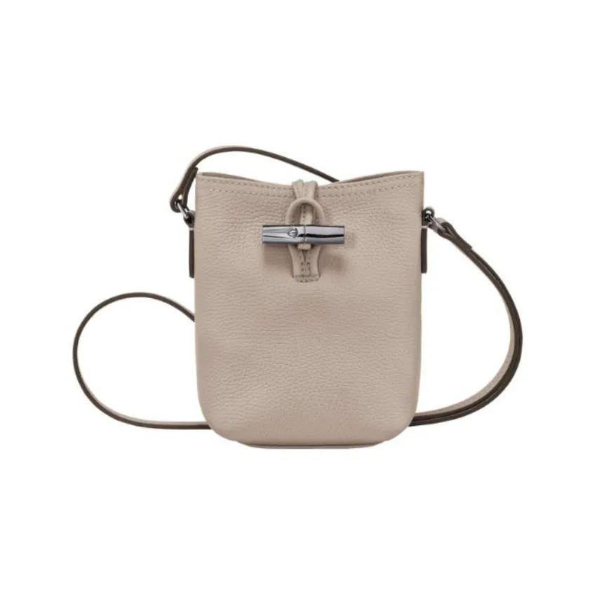 LONGCHAMP Roseau Cow Leather Bucket Bag, Shoulder Bag, Crossbody Bag Extra Small Women's Khaki