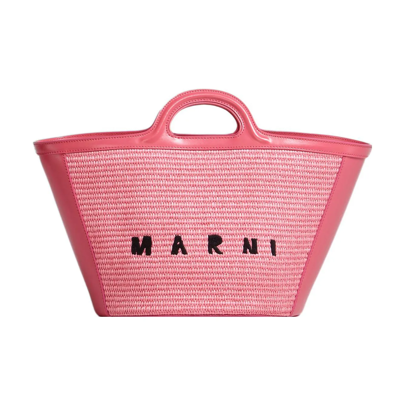 MARNI Raffia With Leather Bucket Bag, Shoulder Bag, Crossbody Bag, Handbag Trumpets Women's Pink