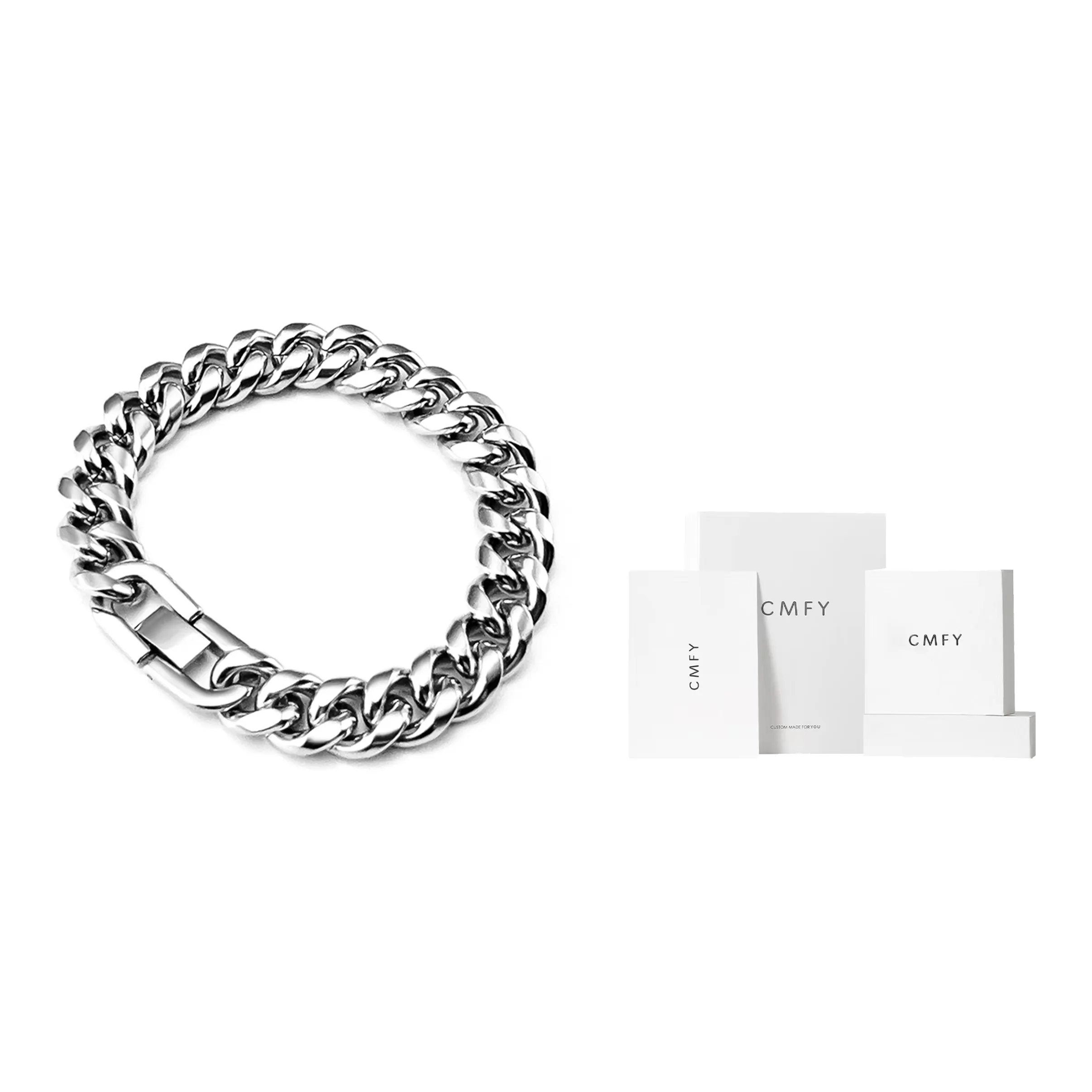 CMFY Браслеты из титановой стали, серебристый + коробка, унисекс