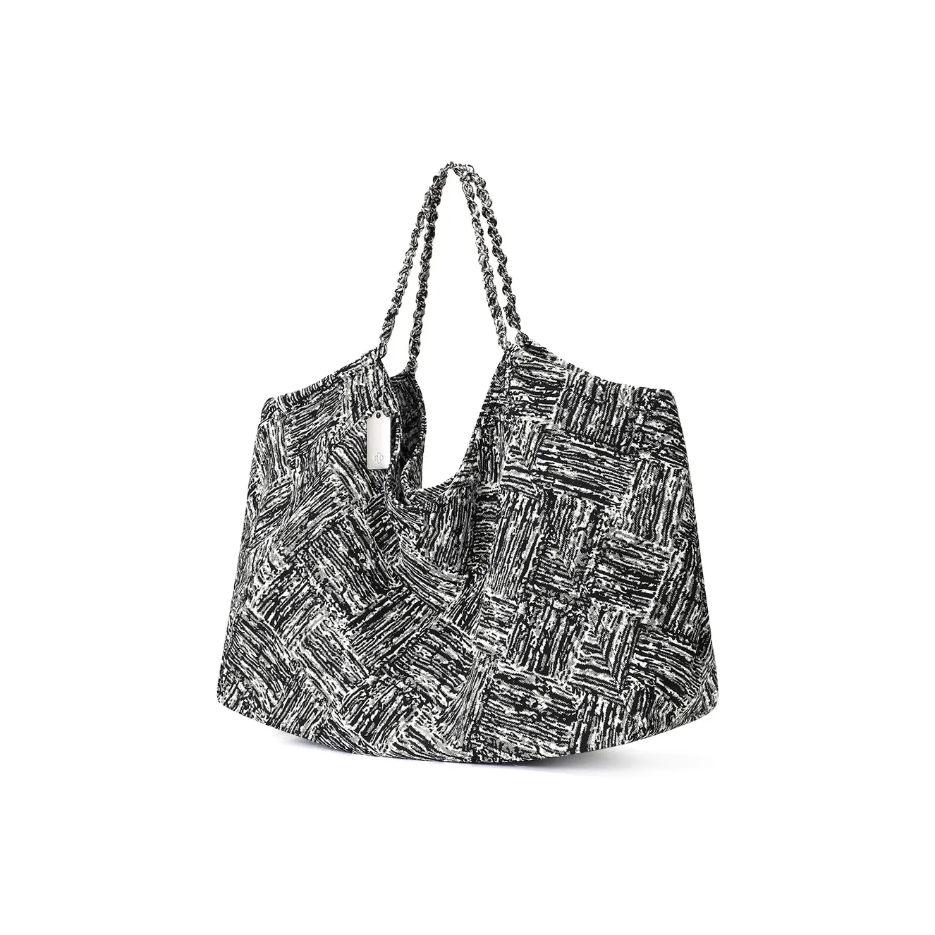 CASSILE Ткань Тоут Сумка Сумка Сумка через плечо Большая Женская Черная и Белая