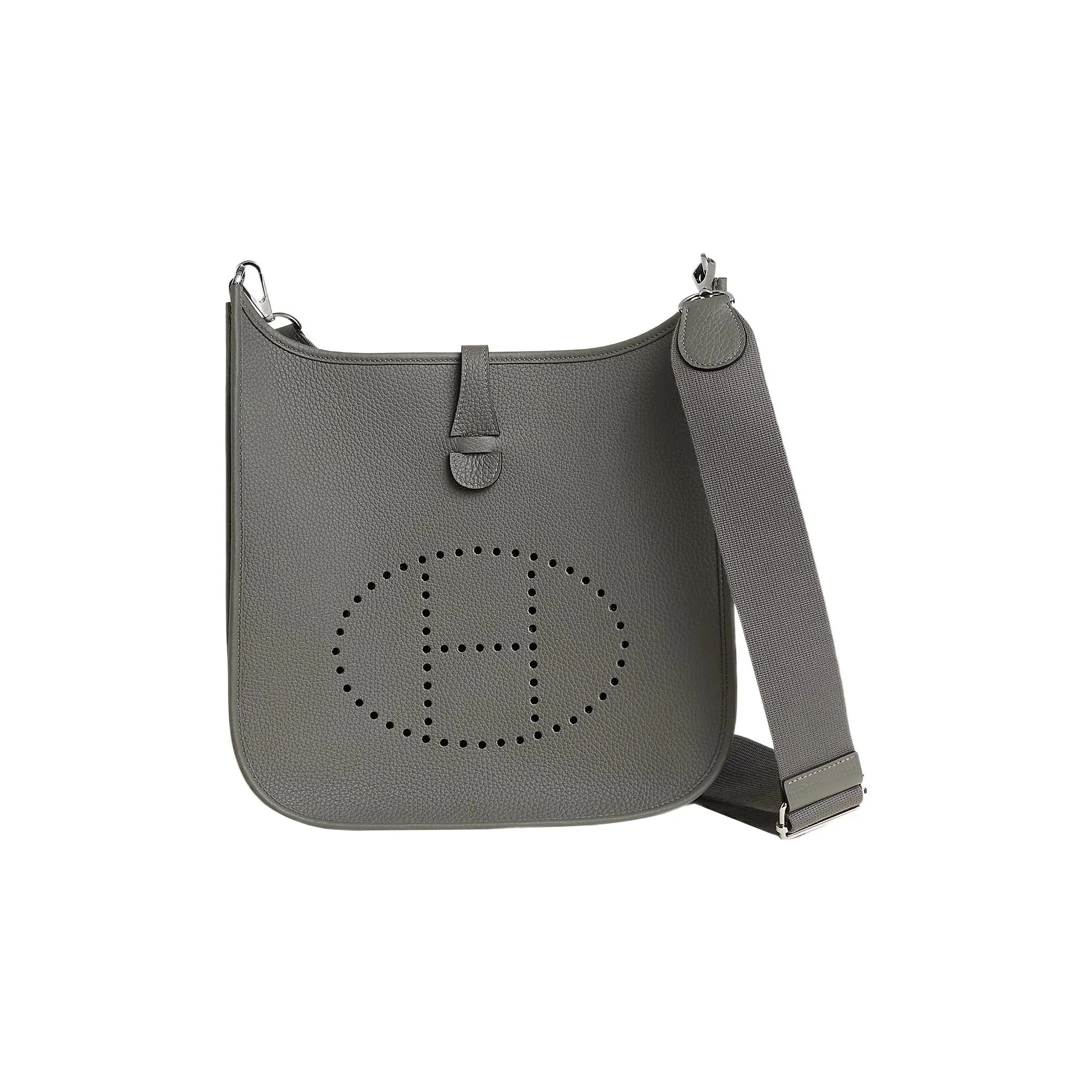 HERMES Evelyne Clemence Bullock Leather Ivorie Crossbody Bag Shoulder Bag Women's 0L Grismeyer Cumulonimbus Gray