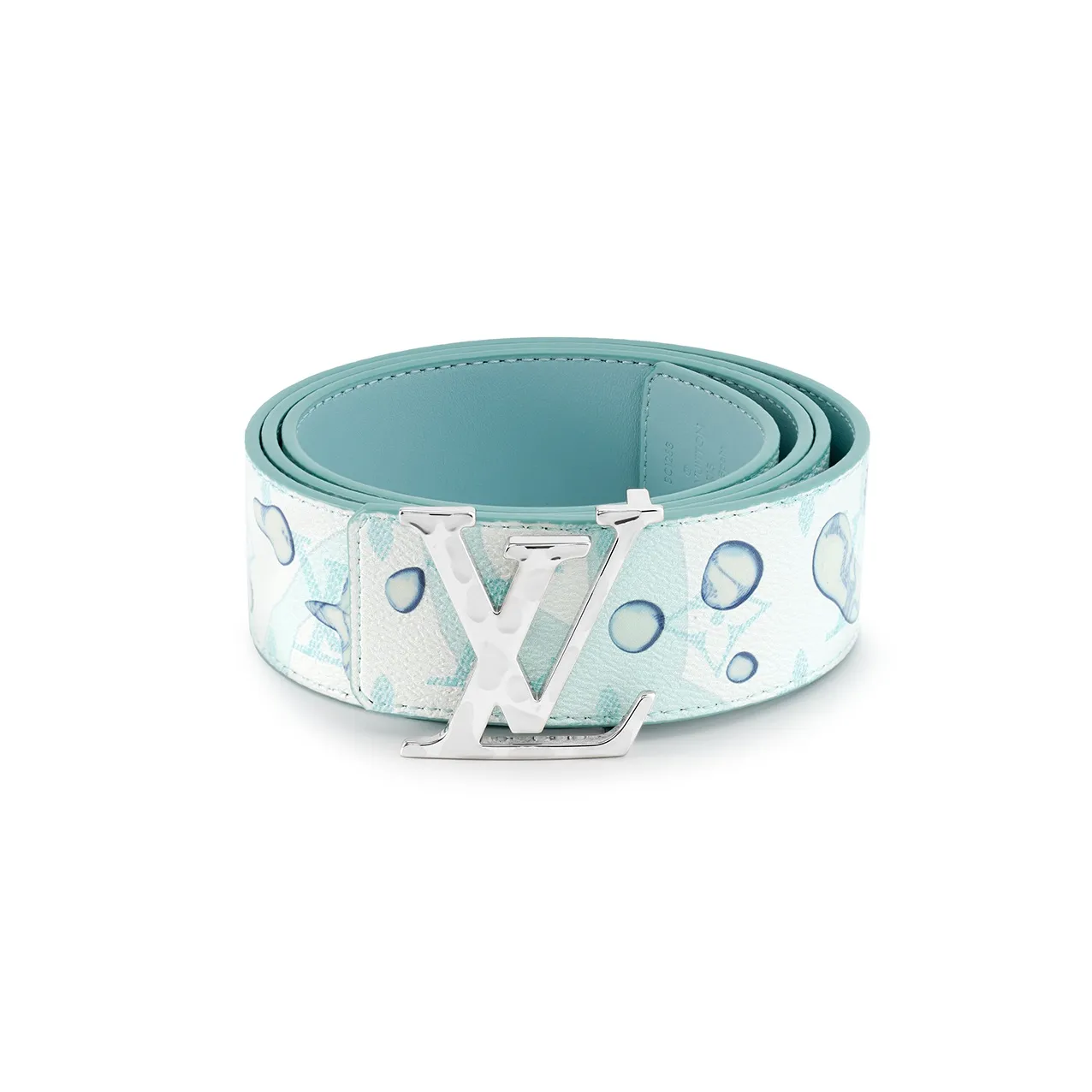LOUIS VUITTON Cow Leather Belts Unisex Mint Green Width 4cm