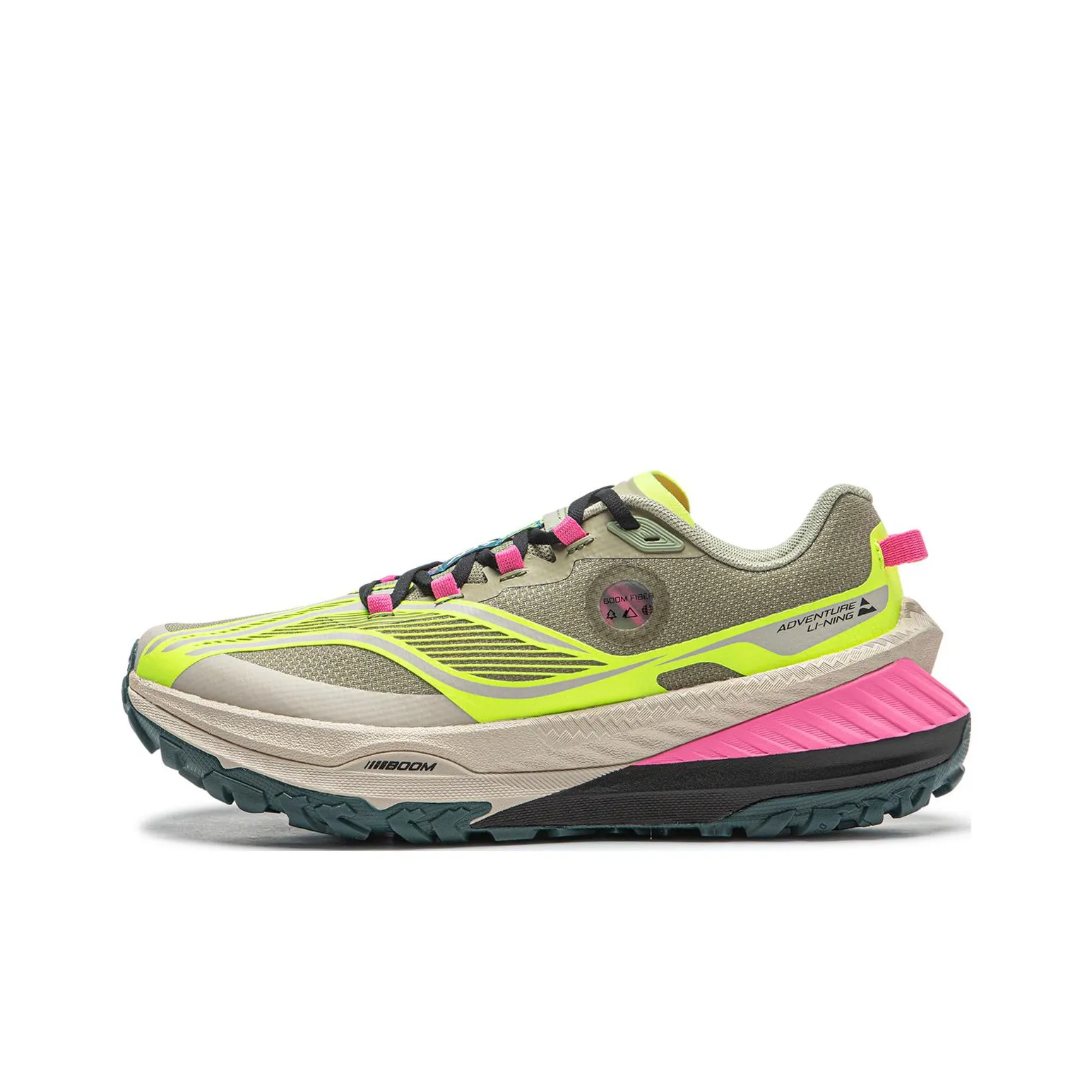 LiNing Shock Absorbers Slip-Resistant Abrasion-Resistant Low-Top Trail Running Shoes Women's Green Yellow LiNing Shock Absorbers Противоскользящие устойчивые к истиранию низкие кеды для бега по пересеченной местности женские зеленый желтый
