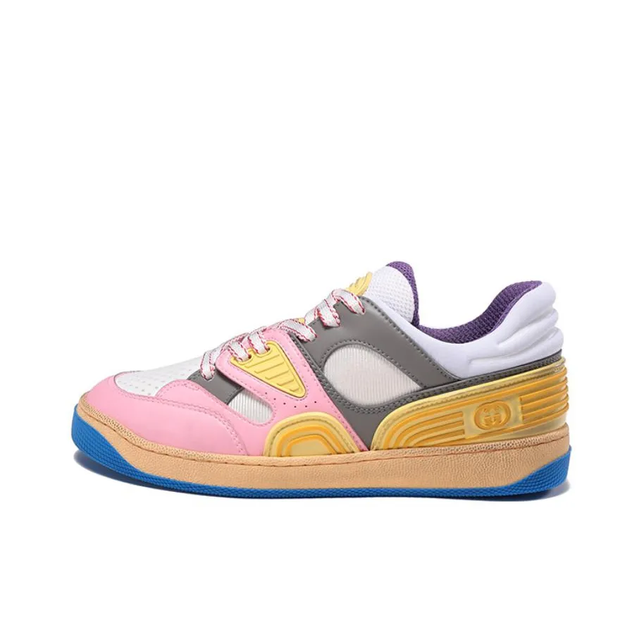 GUCCI Basket Low Top Sneaker Yellow Pink Blue Women's