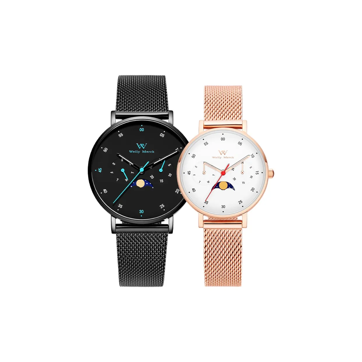Welly Merck Кварцевый механизм Унисекс Часы Черный циферблат Wm Cou.52