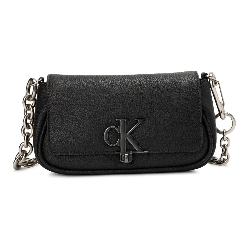 CALVIN KLEIN PU Saddle Bag, Shoulder Bag Regular Women's Black