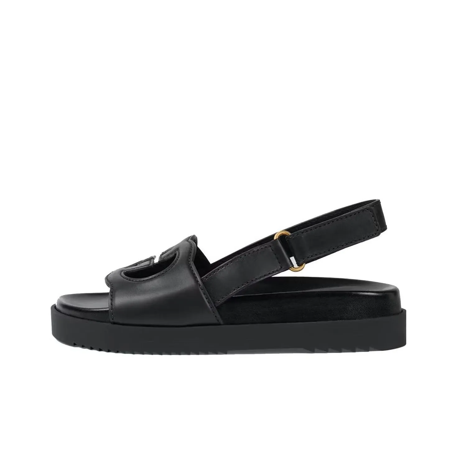GUCCI Interlocking G Sandals Black Leather