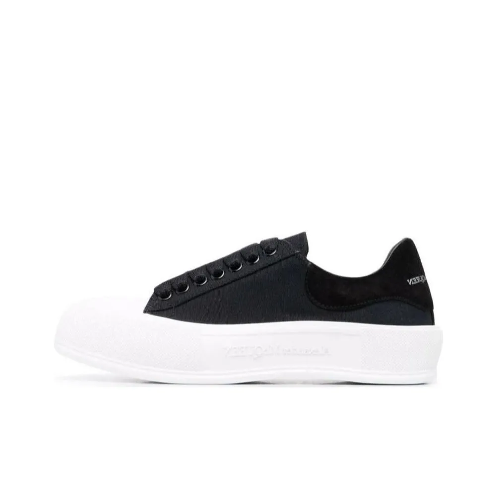 Alexander McQueen Deck Skate Plimsoll Lace Up 'Black White Sole'