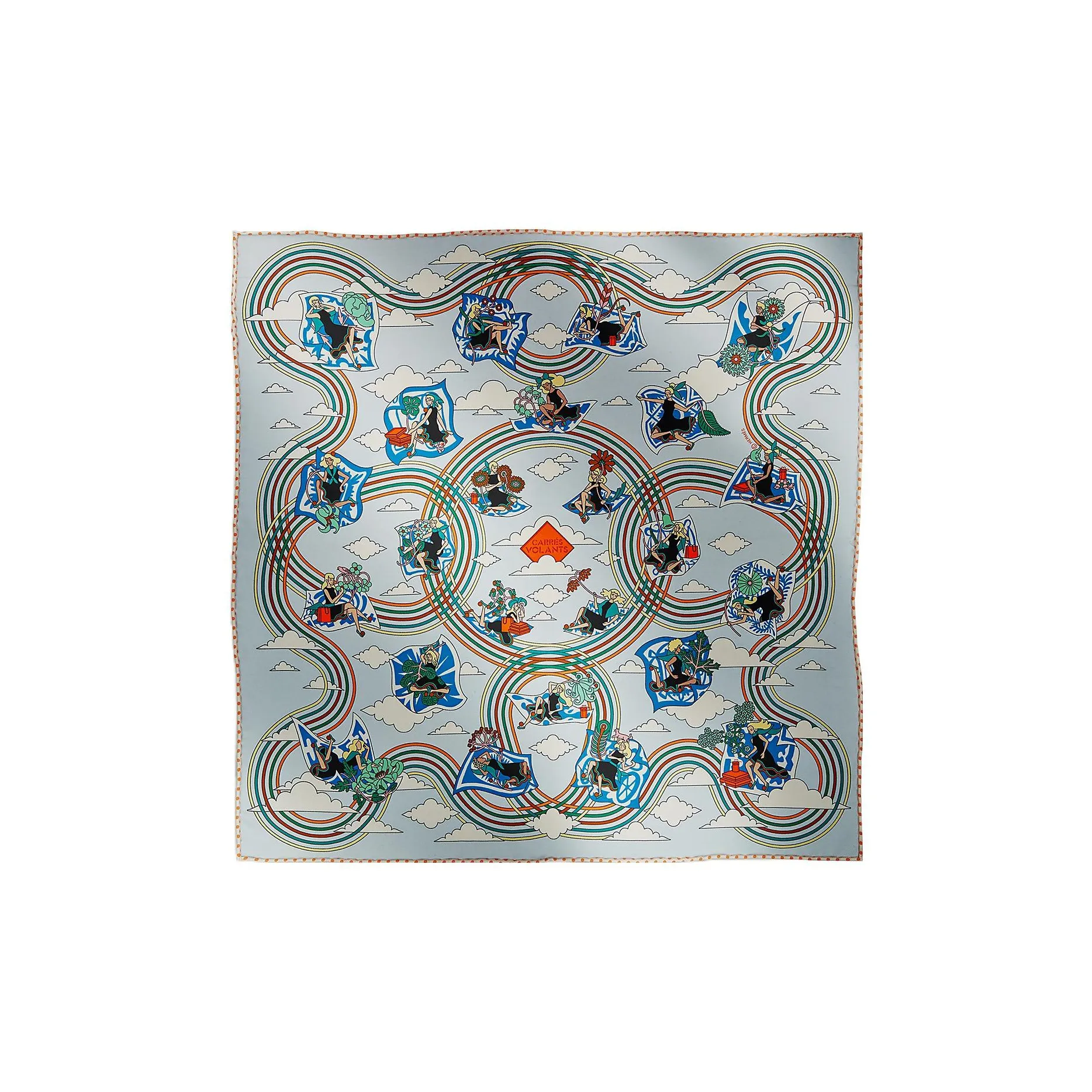 HERMES Silk Scarves Women's Sky Blue