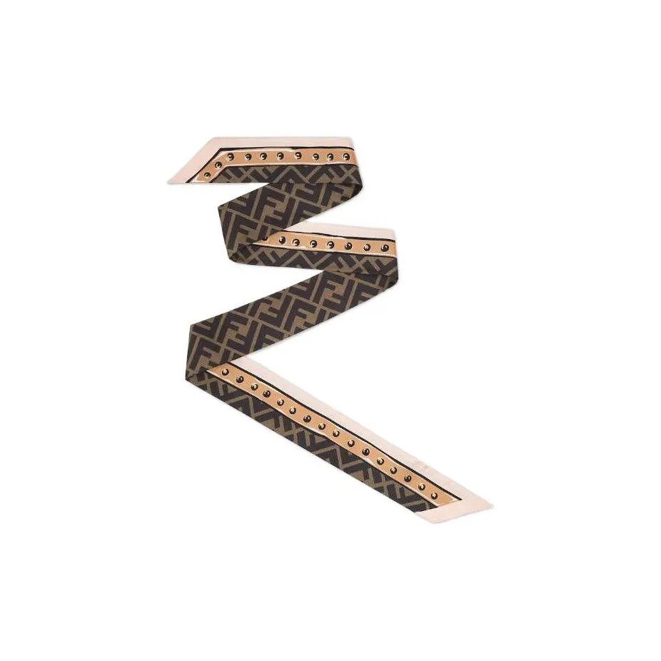 FENDI Шелковые шарфы Женские Коричневый