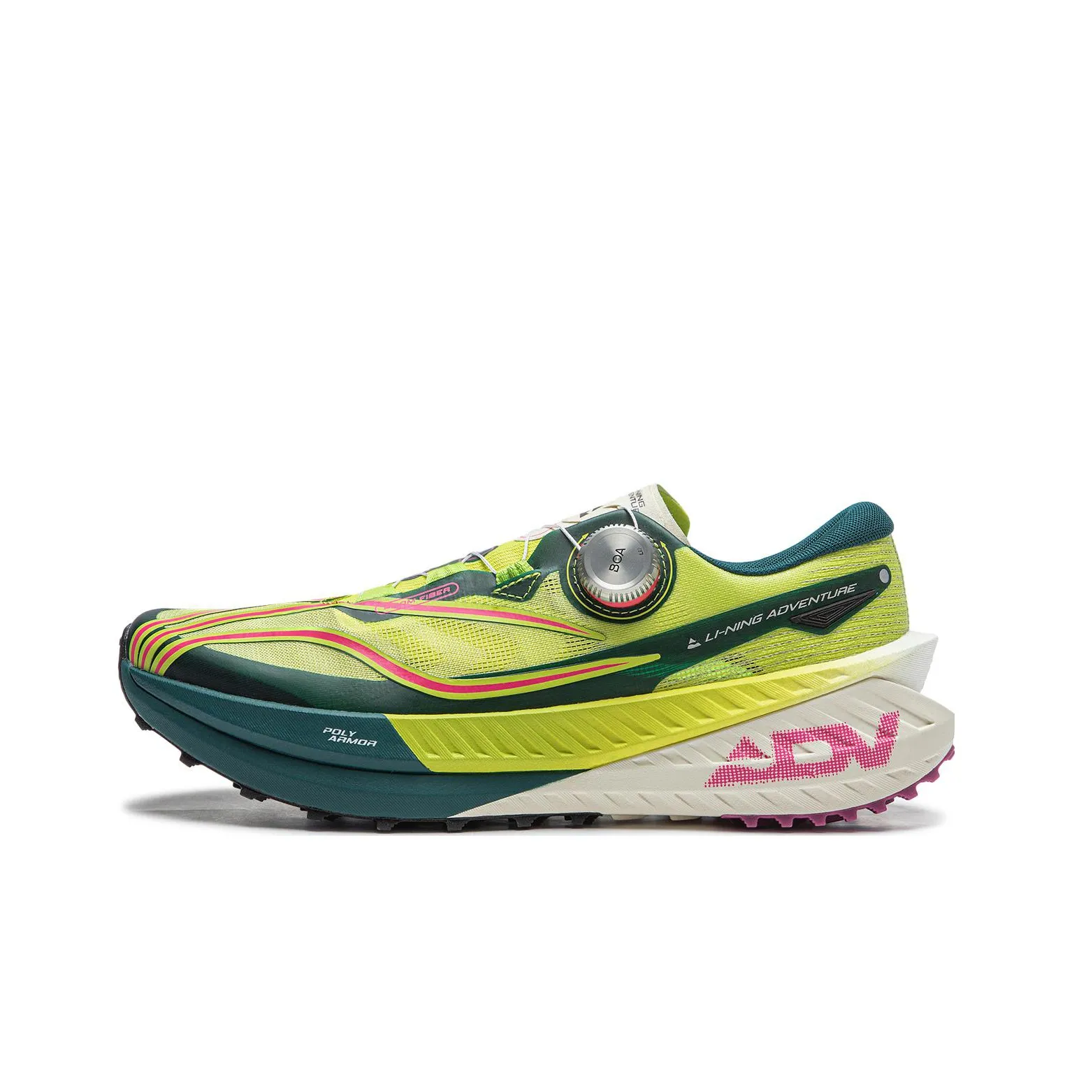 LINING Dilu Pro Shock Absorbers Противоскользящие устойчивые к истиранию низкие кеды Trail Беговые кроссовки Женские Желтый зеленый