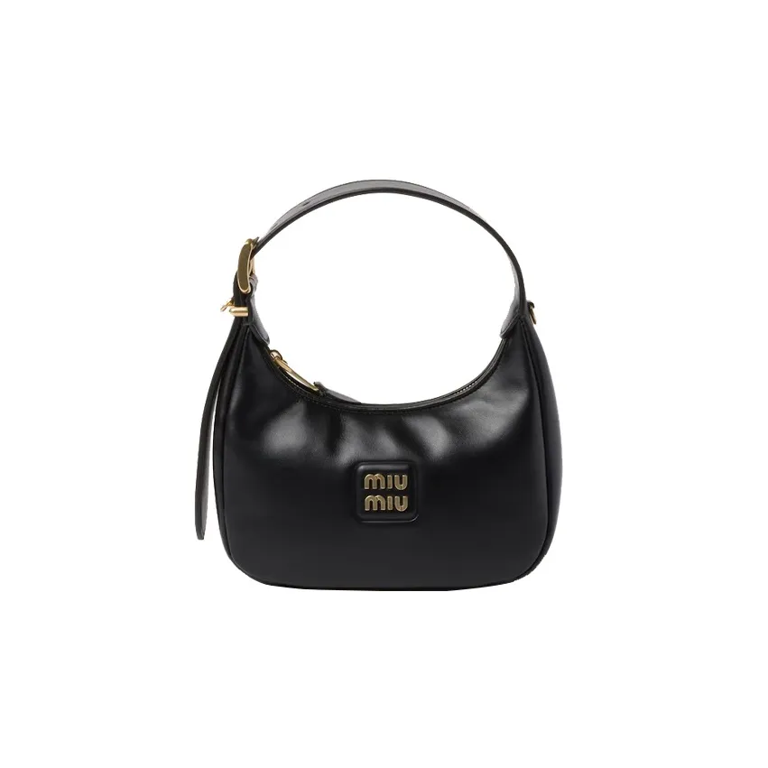 MIU MIU Leather Hobo Bag, Handbag, Shoulder Bag Women's Black