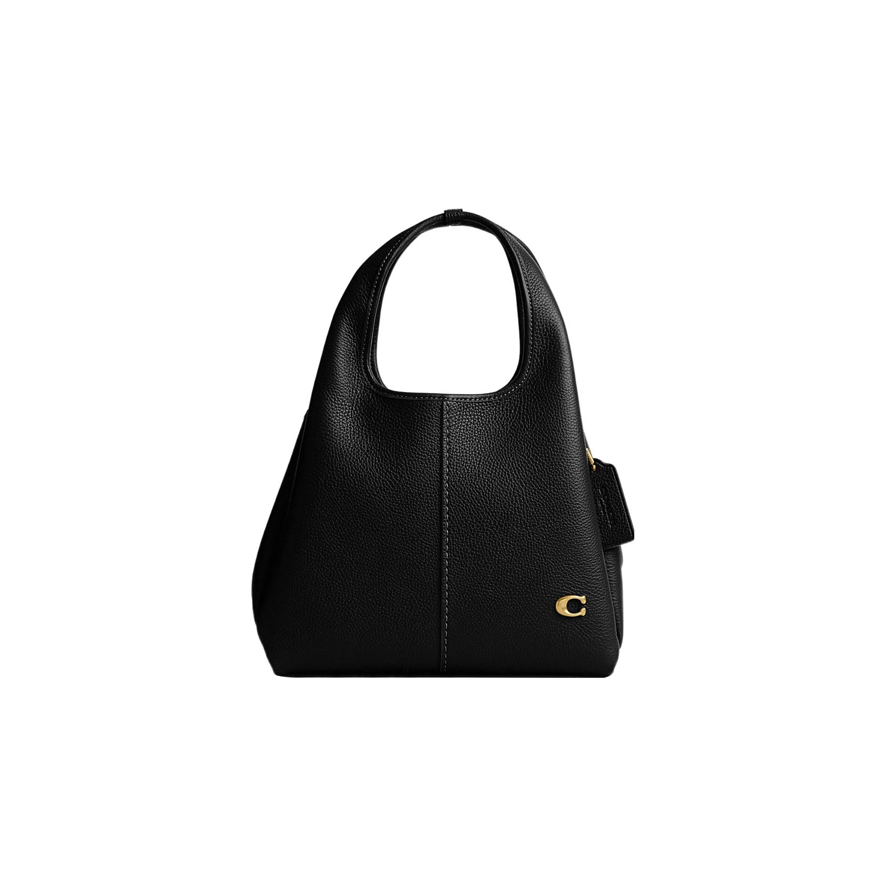 COACH Lana Pebbled Leather One Shoulder Handbag Medium Size Women's Black