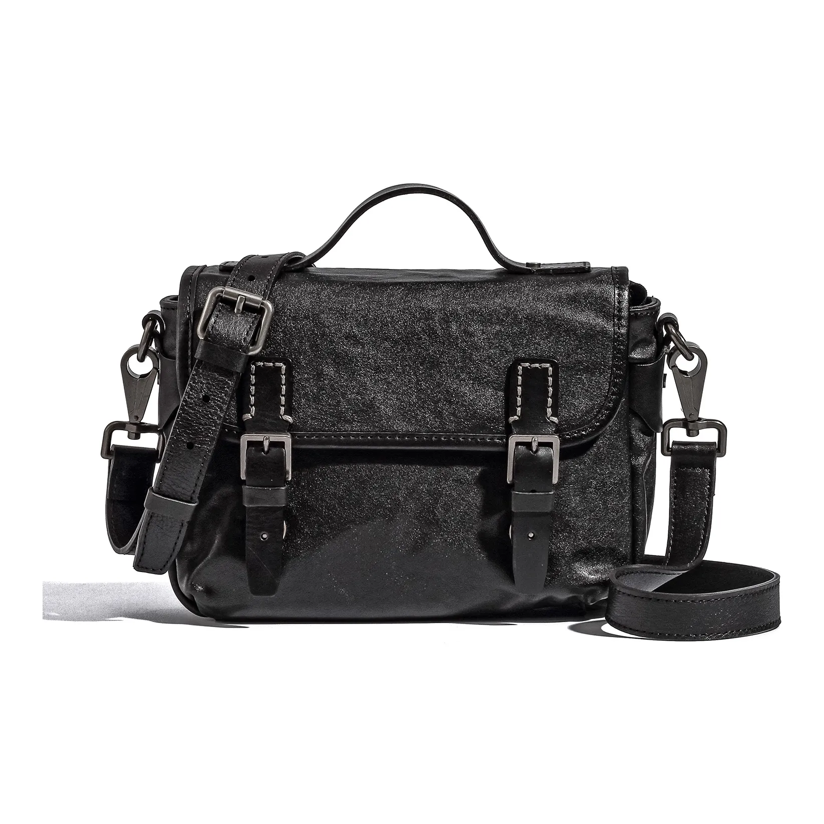 Ace Paul Растительное дубление крупнозернистая текстура кожа коровы ручная сумка сумка через плечо большая мужская черная