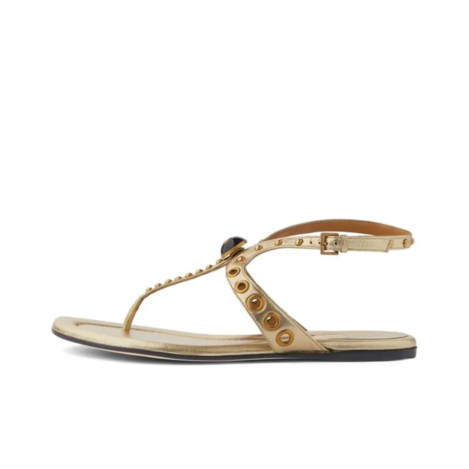 GUCCI One Strap Sandals Women
s Gold