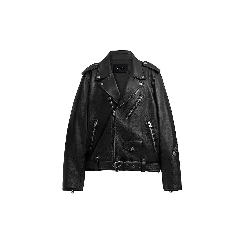 COACH FW23 Leather Jacket Men's Black