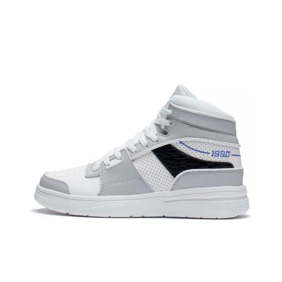LiNing Retro 90 Cushioned Slip Resistant High Top Casual Shoes Women's White Gray