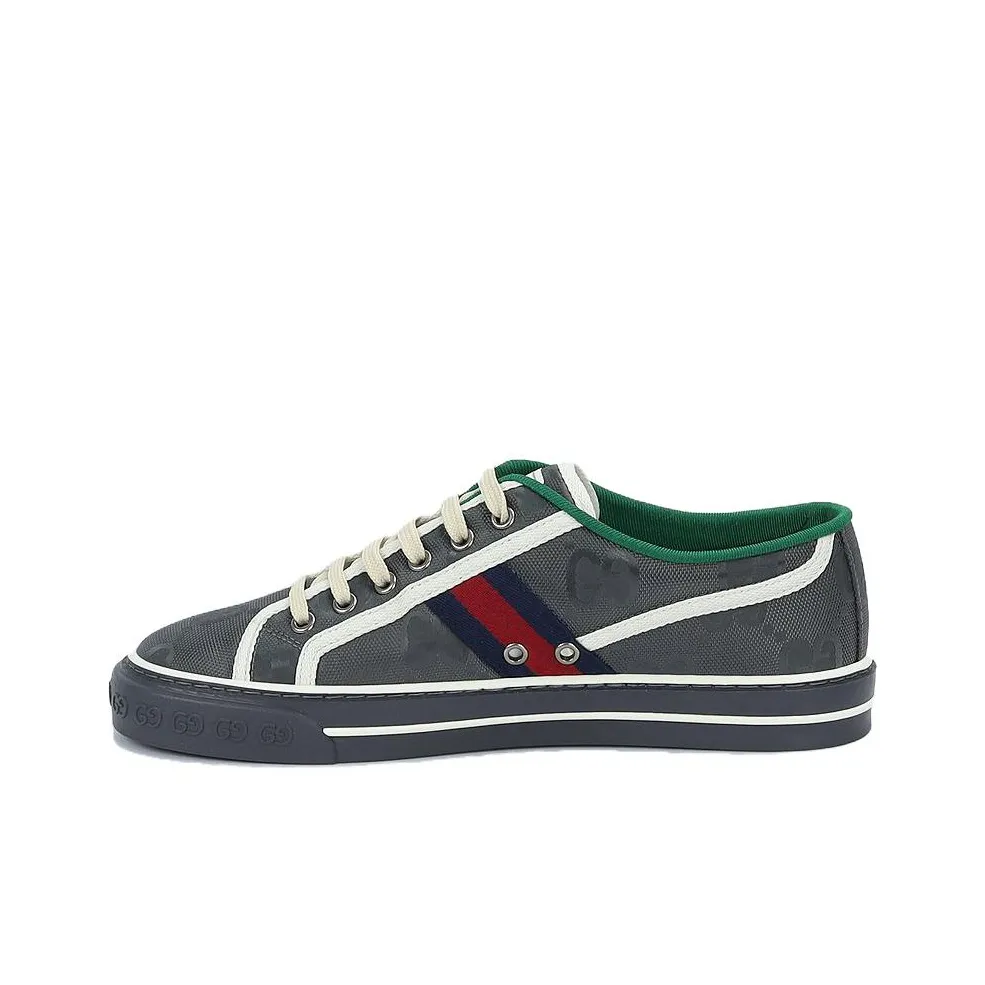 GUCCI Off The Grid Tennis 1977 Low Econyl Dark Grey Gg Blue Red White