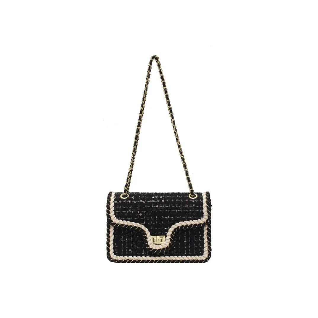 NOMK Fabric Messenger Bag, Shoulder Bag, Crossbody Bag Regular Unisex Black/White