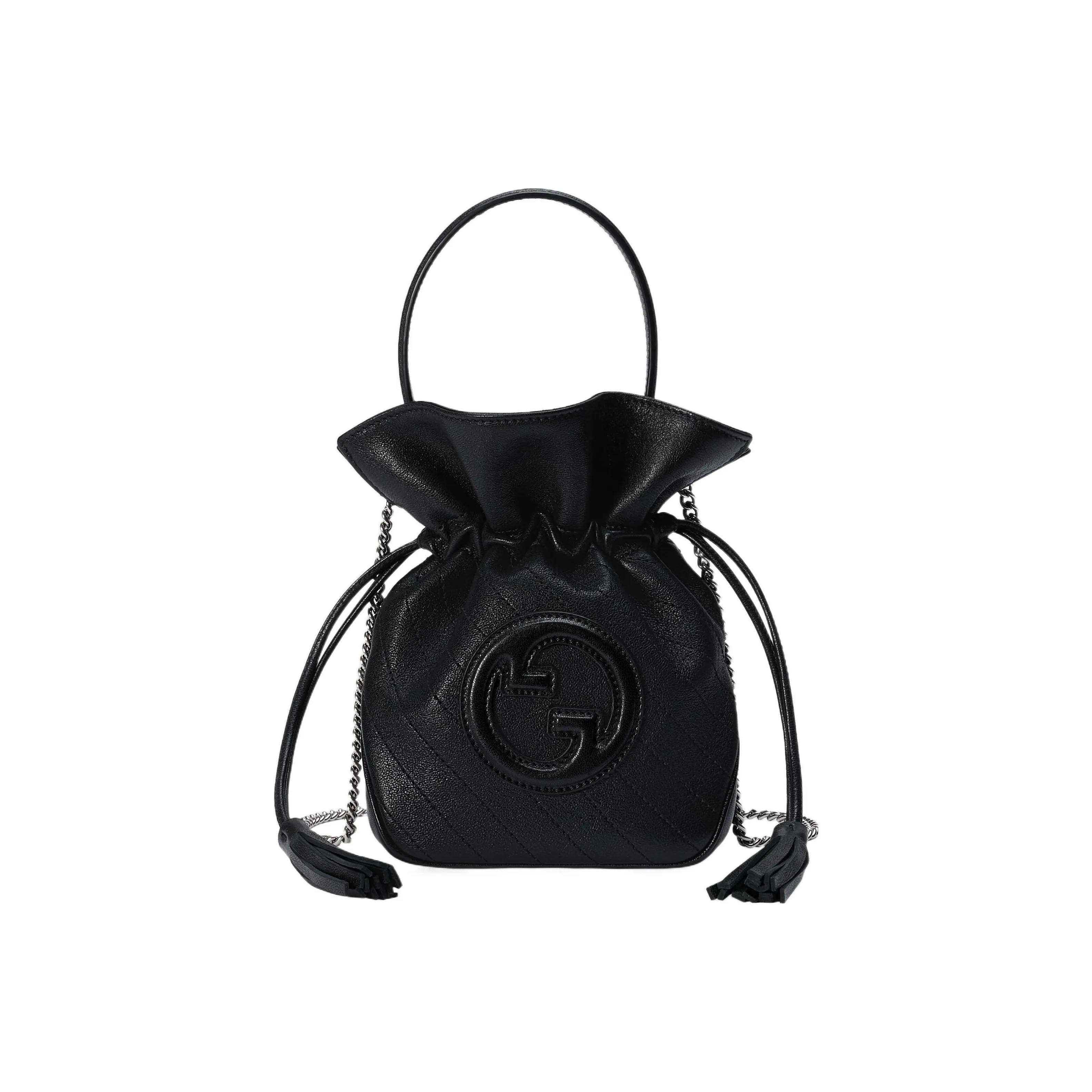 GUCCI Blondie Leather Bucket Bags Shoulder Bag Crossbody Bag Handbag Mini Women's Black