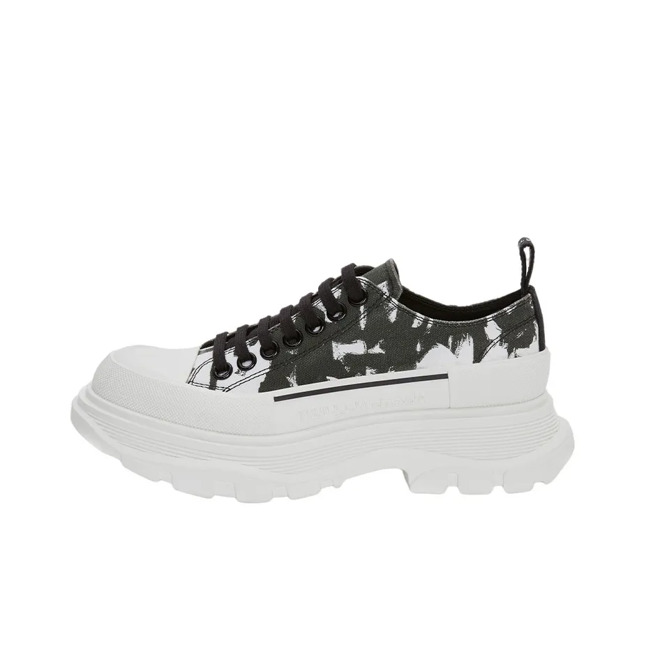 Alexander McQueen Tread Slick Low Lace Up White Black Women's