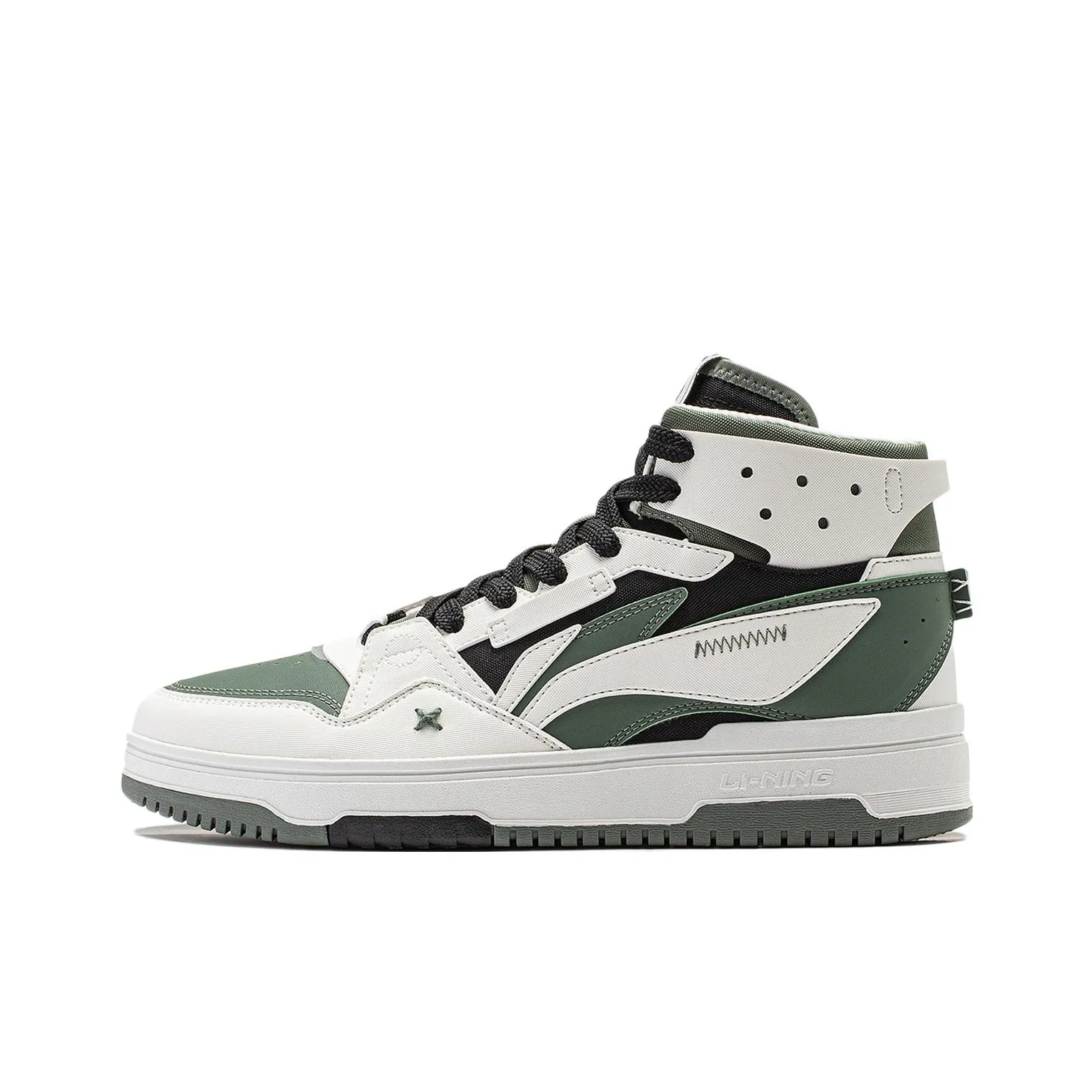 LINING Yamahara 2,0 Slip Устойчивый к истиранию Высокий Топ Скейтборд Кроссовки Мужские Белый Зеленый