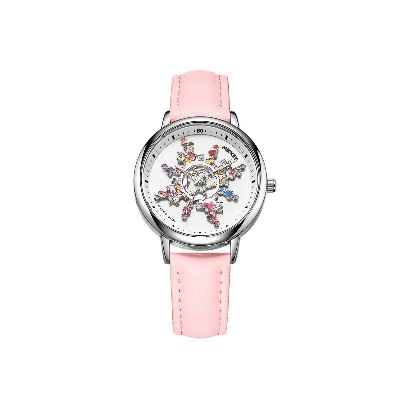 Disney Mickey Students Cute Versatile Quartz Watch Quartz Movement Leather Strap Women's Watch White Dial Disney Mickey Студенты Милый Универсальный Кварцевый Механизм Кварцевый Ремешок из Кожи Женские Часы Белый Циферблат