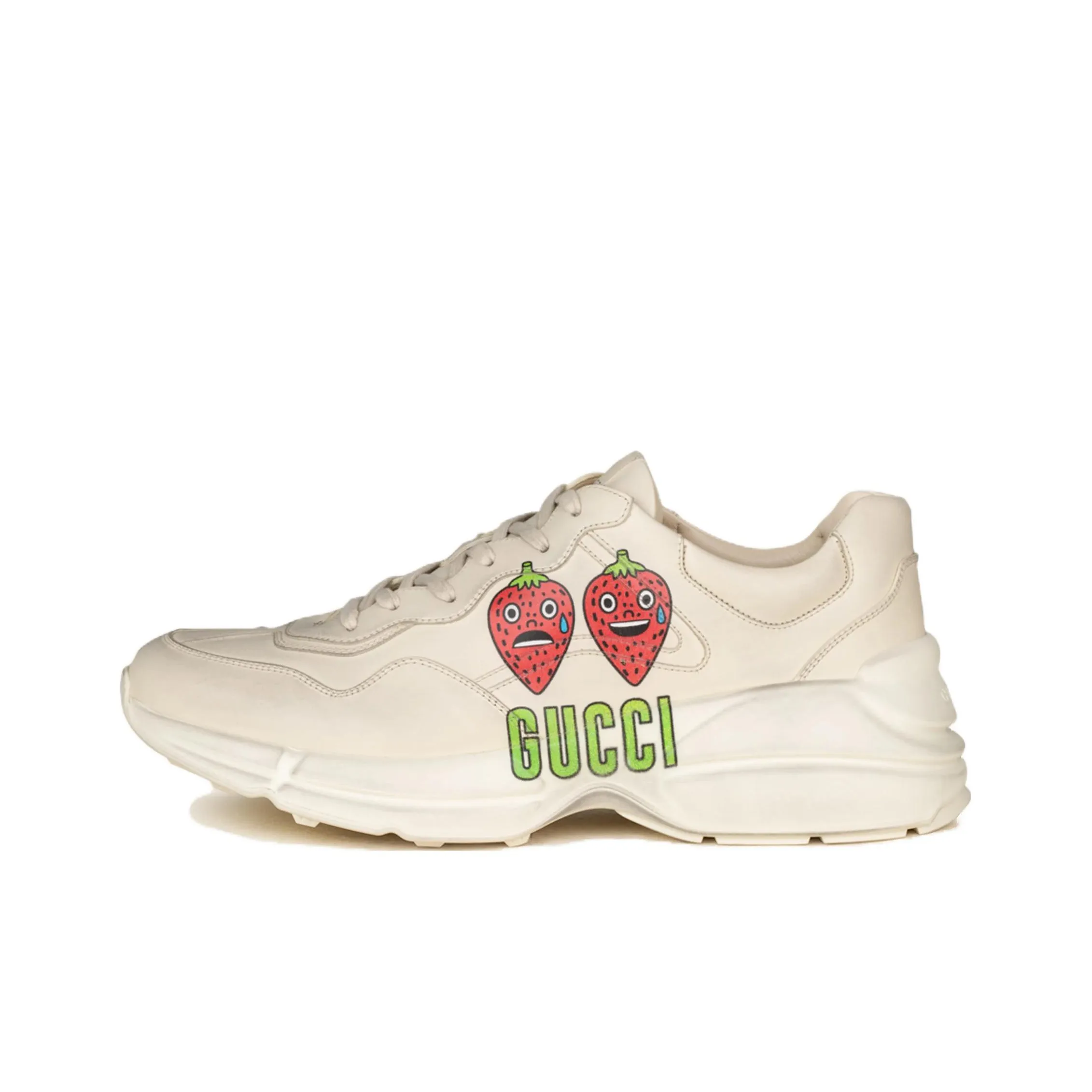 GUCCI Rhyton Low Top Chunky Sneakers Men's Beige Distressed Style
