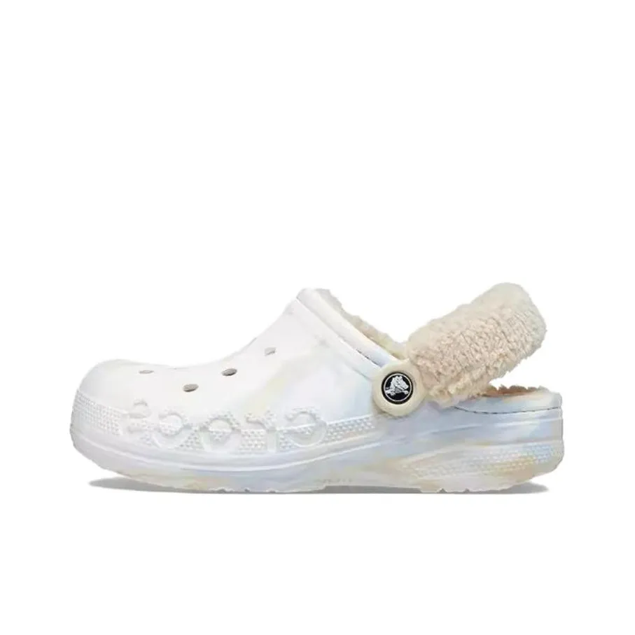 Crocs Beyah Warm Fleece Marble Print Clogs Women's White