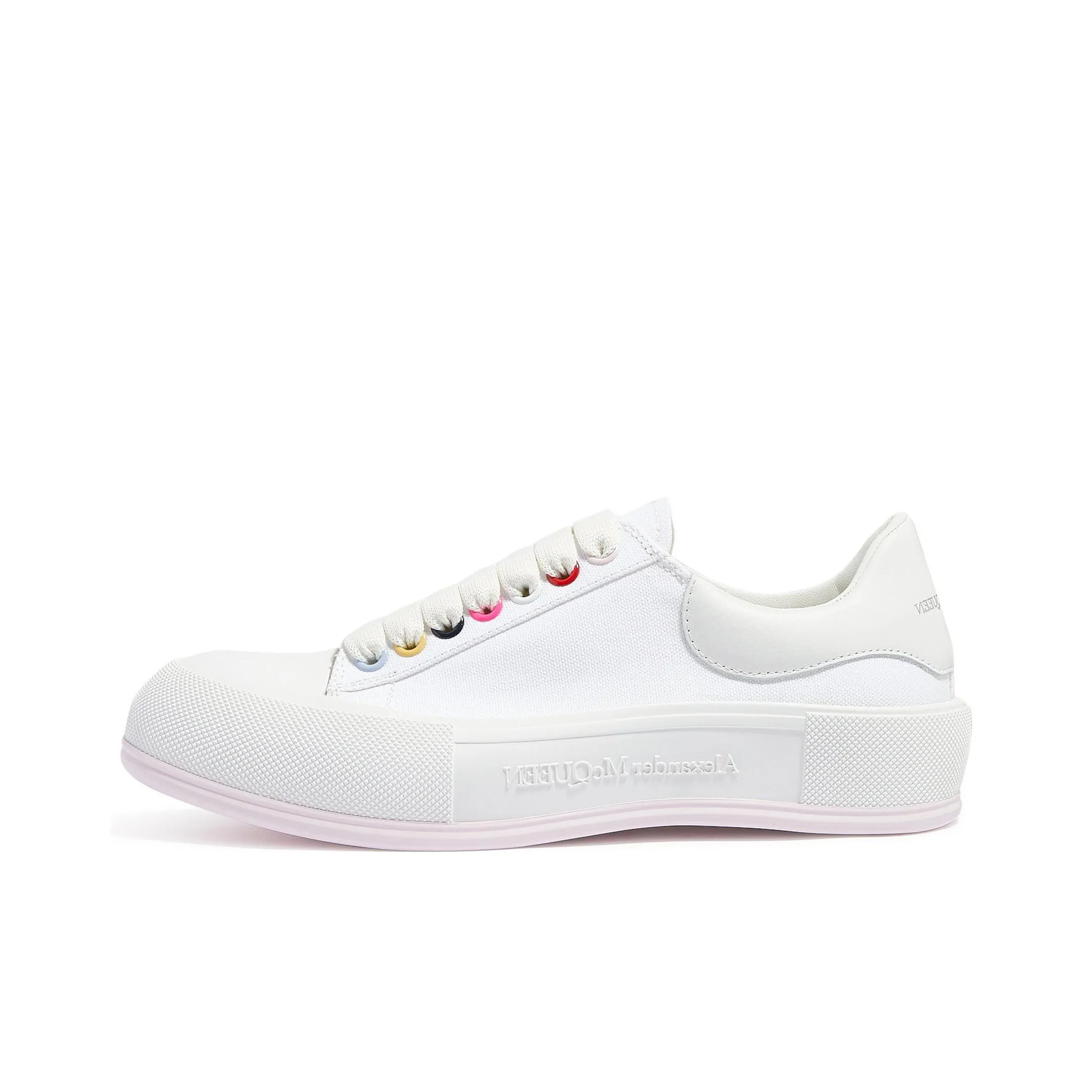 Alexander McQueen Deck Skate Plimsoll Lace Up White Multi Women's