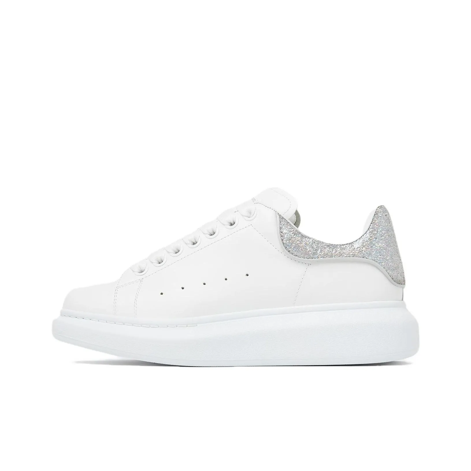 Alexander McQueen Oversized White Silver Glitter Women's