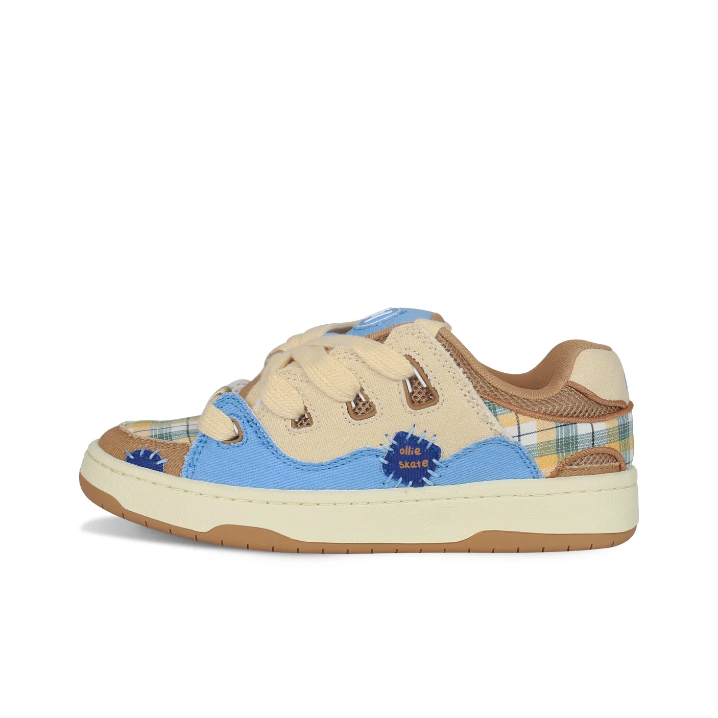 Ollieskate Puffy Shoes Slip-Resistant Low-Top Skateboard Shoes Unisex Beige Blue Brown