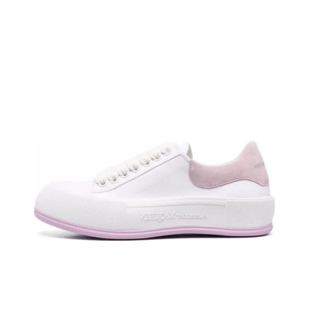 Alexander McQueen Deck Skate Plimsoll Lace Up White Pink Women's