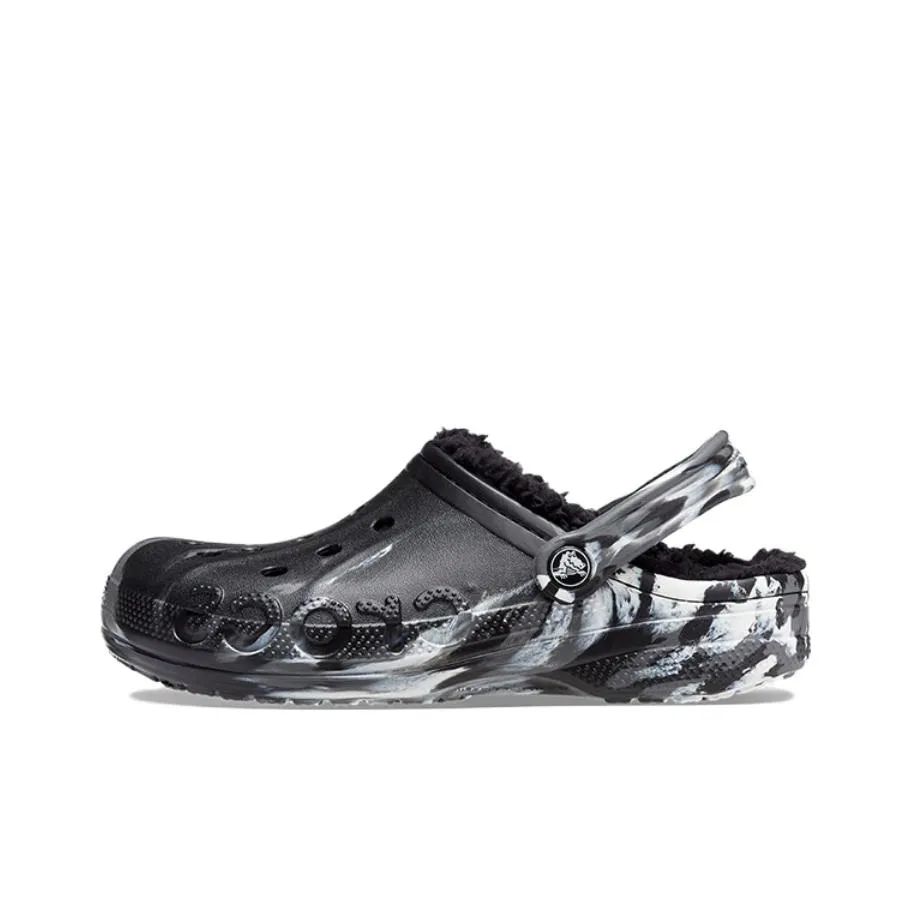Crocs Baya Lined Marbled Clogs 'Black Silver'