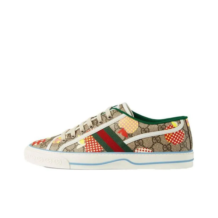 GUCCI Tennis 1977 Stylish Skateboarding Shoes Men's Red Green Patchwork