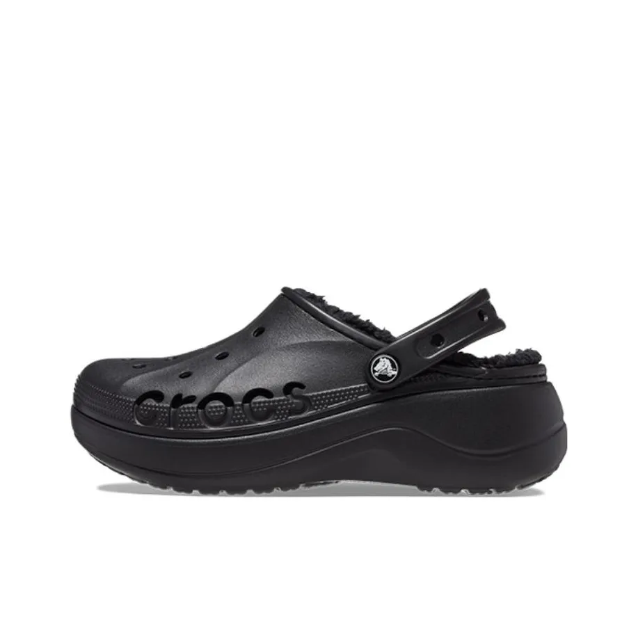 Crocs Baya Platform Lined Clog Sandals 'Black' Women's
