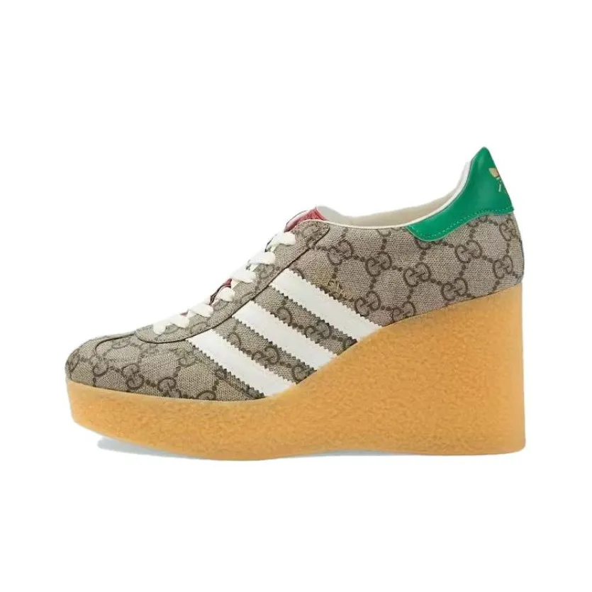 GUCCI X GUCCI Gazelle Wedge Beige Gg Monogram Women
s