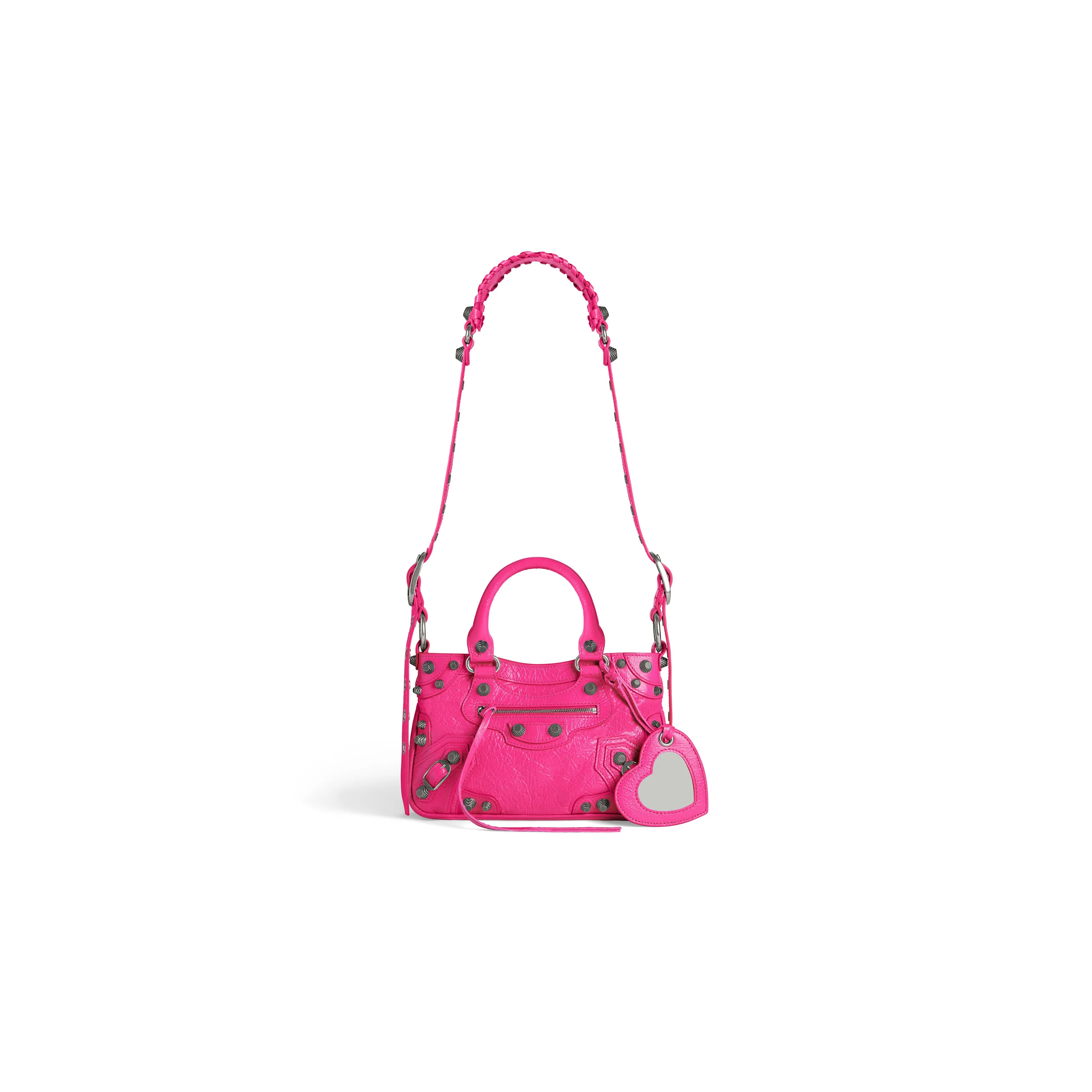 Balenciaga Neo Cagole Lambskin One Shoulder Handbag Trumpets Women's Bright Pink