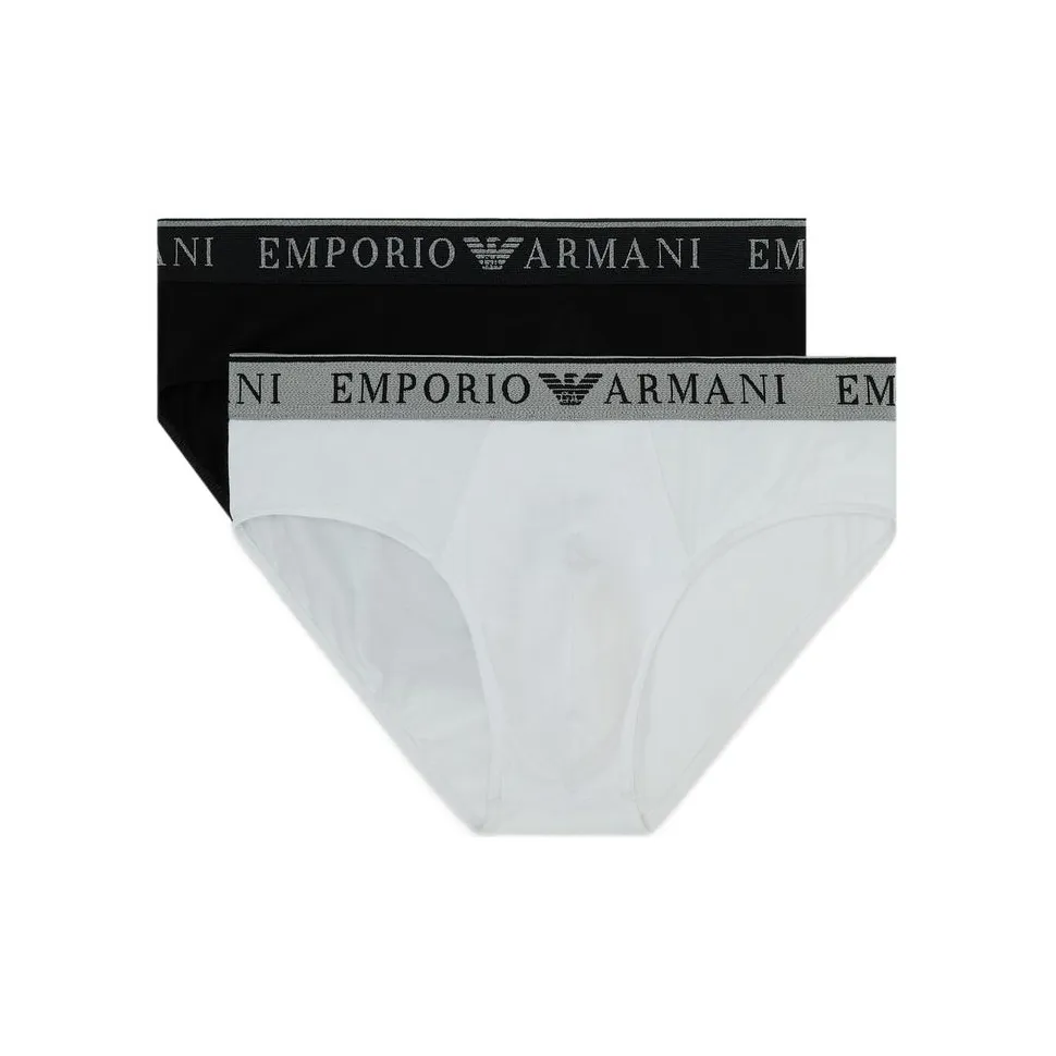 EMPORIO ARMANI 2 пачки Белый+Черный Мужские трусы-бикини
