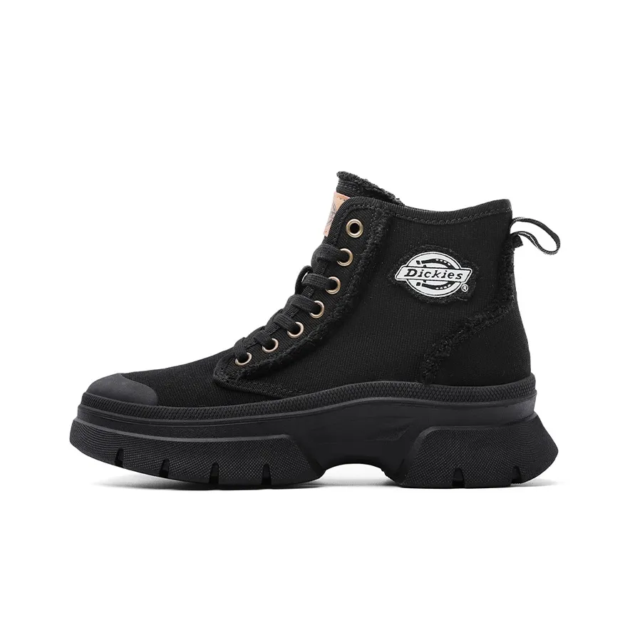 Dickies Anti Slip Wear Resistant Breathable Lightweight Height Increasing High Top Canvas Shoes Women's Black
