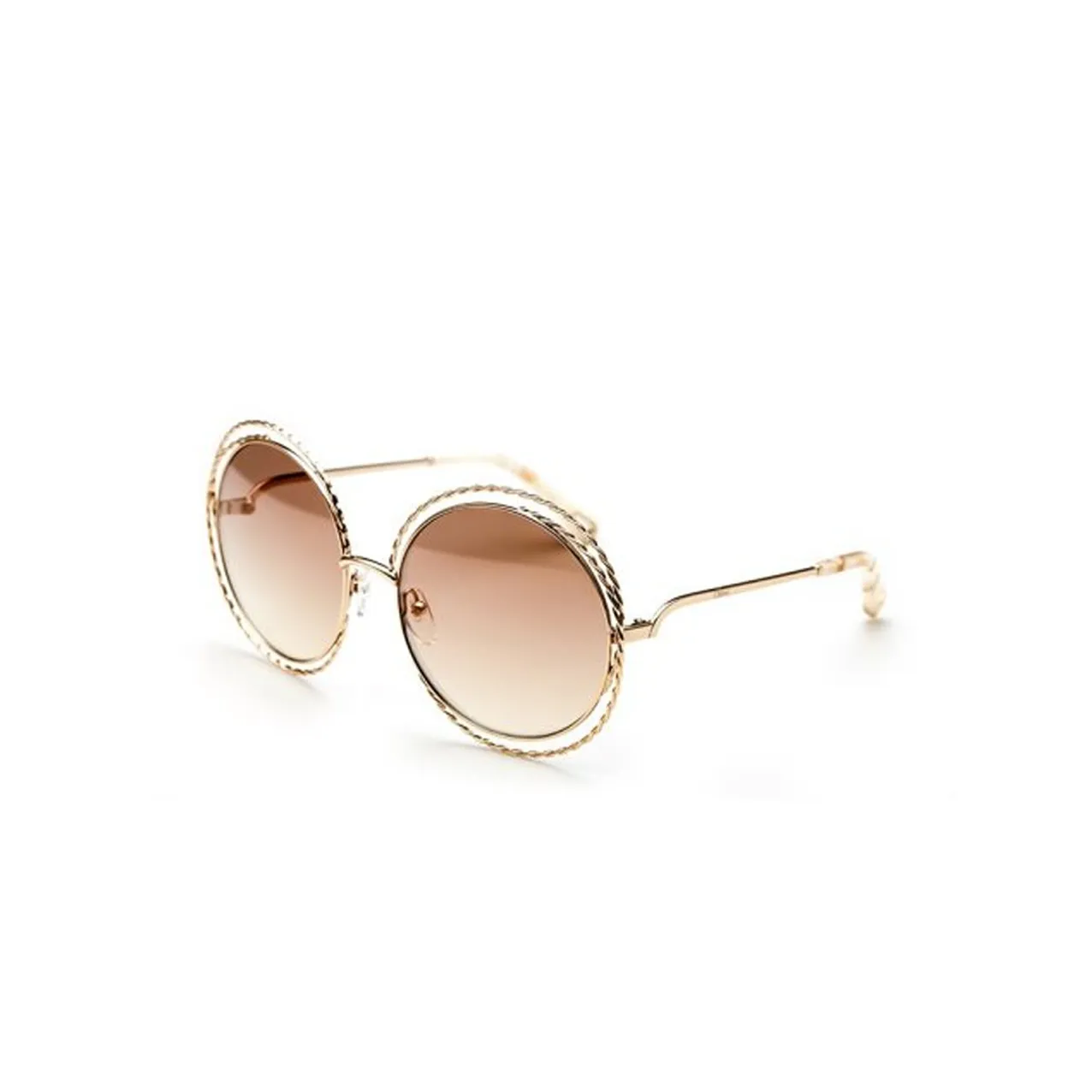 Chloe Plate And Metal Round Sunglasses Women's Gold