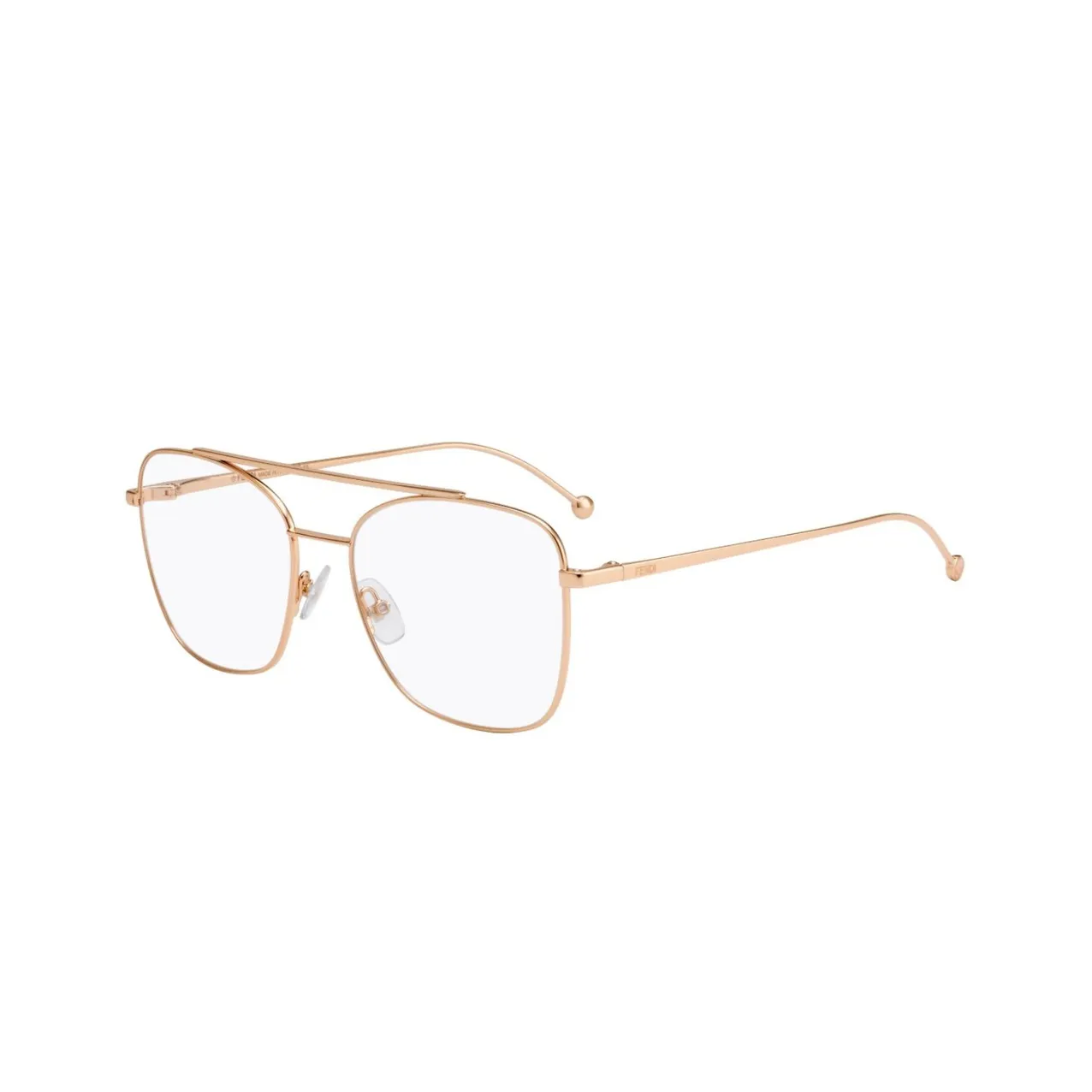 FENDI Metal Irregular Shape Eyeglass Frames Unisex Rose Gold