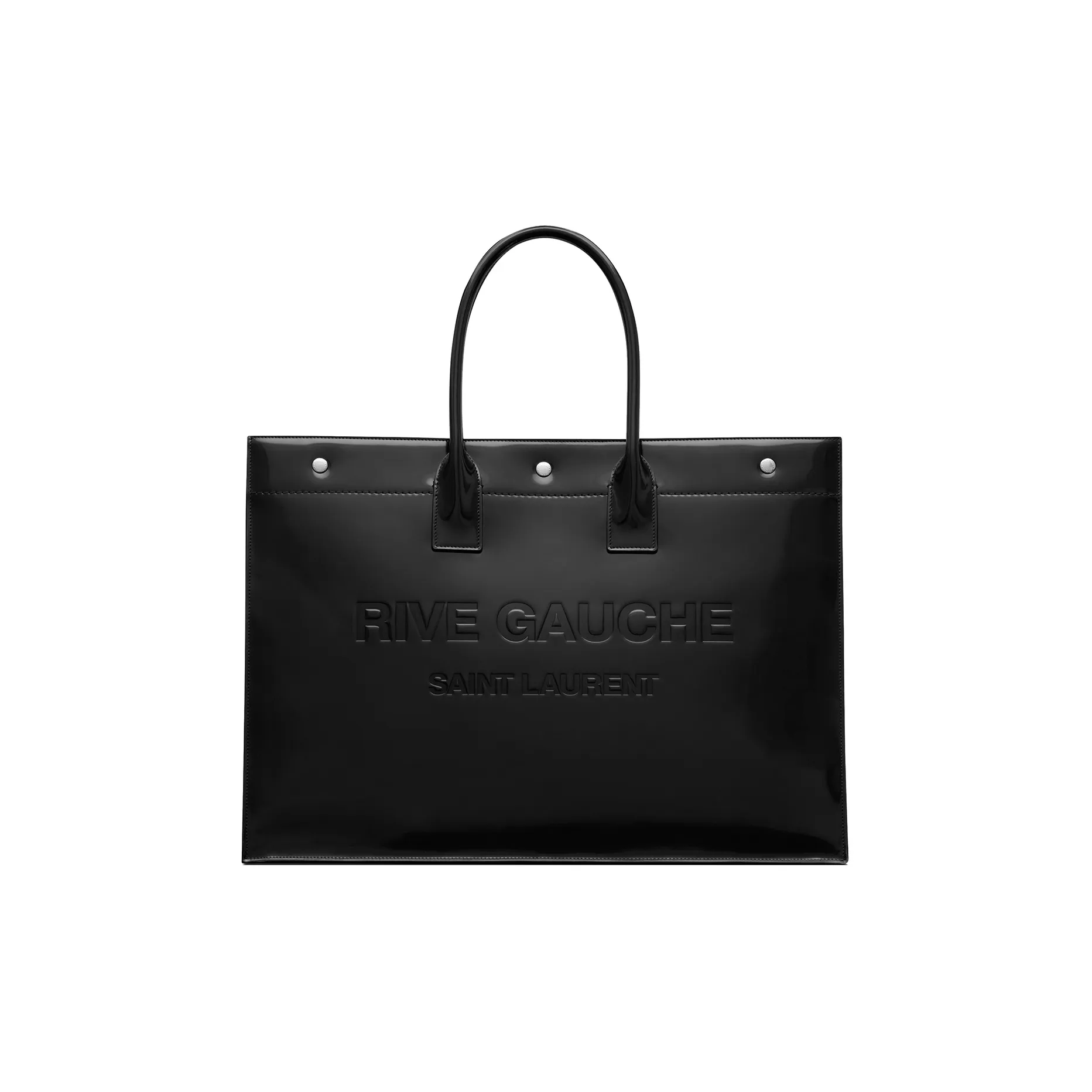 SAINT LAURENT Rive Gauche Leather Tote Bag, Shopping Bag, Handbag Tubas Men's Black