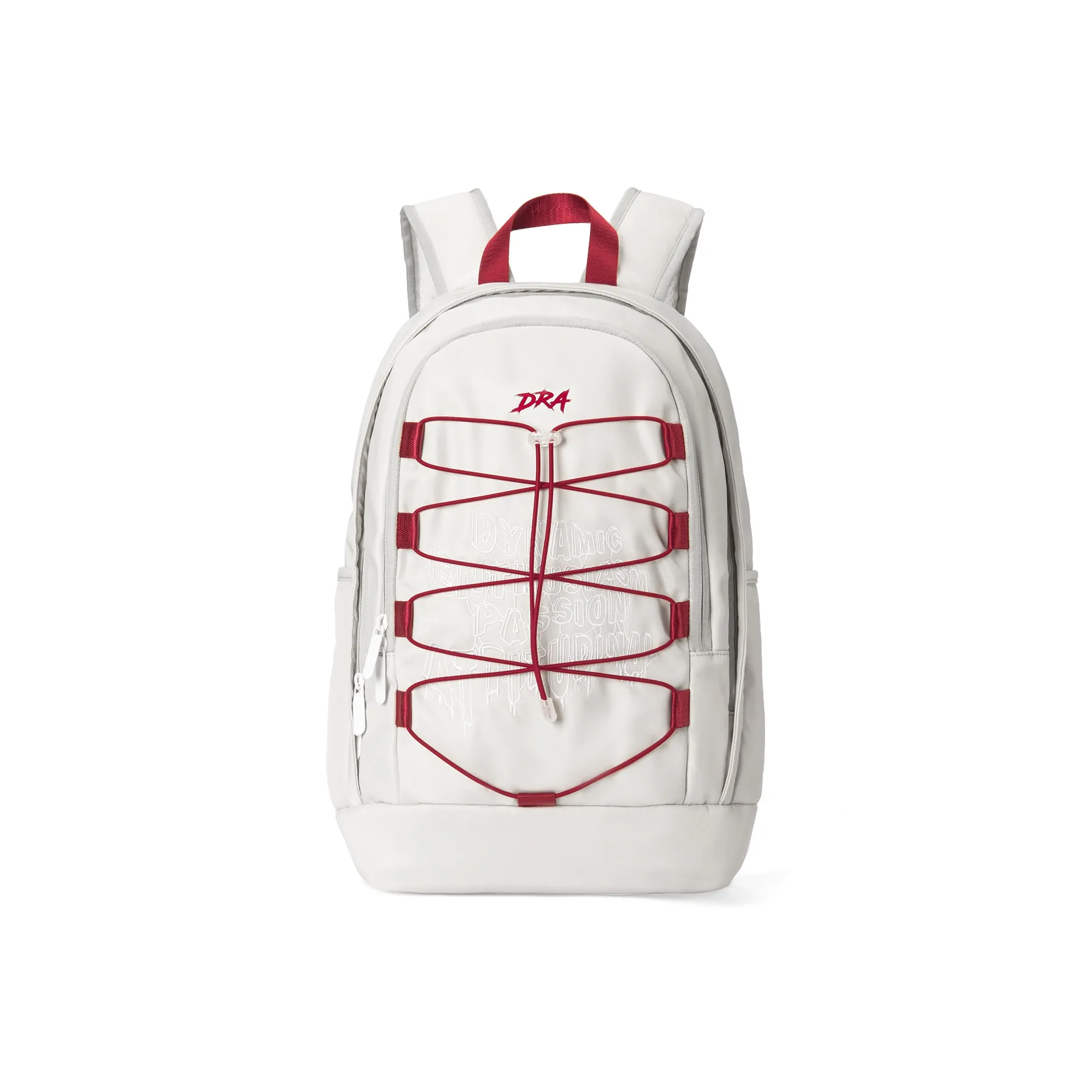 DRACONITE Polyester Workwear Drawstring Embroidered Design Student Backpack Unisex Gray Red Contrast