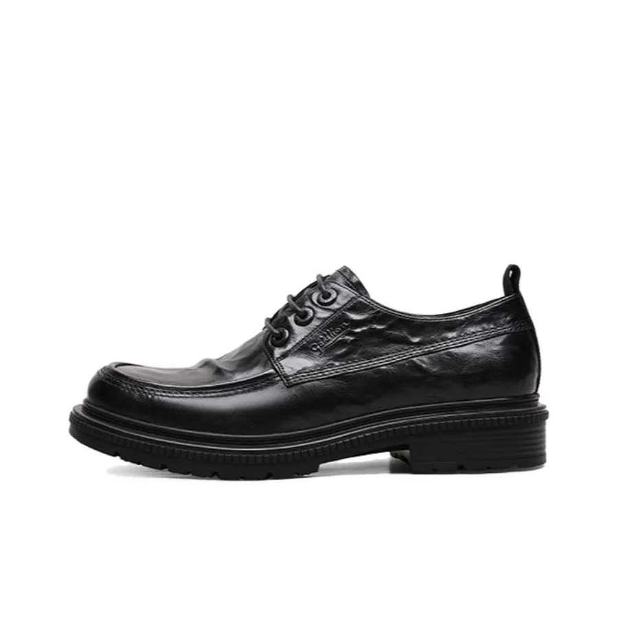GOLDLION Casual Leather Shoes Men's Low Top Black/Brown
