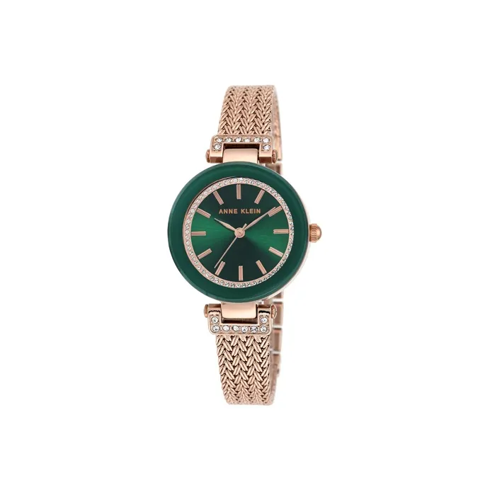 ANNE KLEIN Women's Watch Кварцевый механизм ремешок из нержавеющей стали 30 мм зеленый циферблат