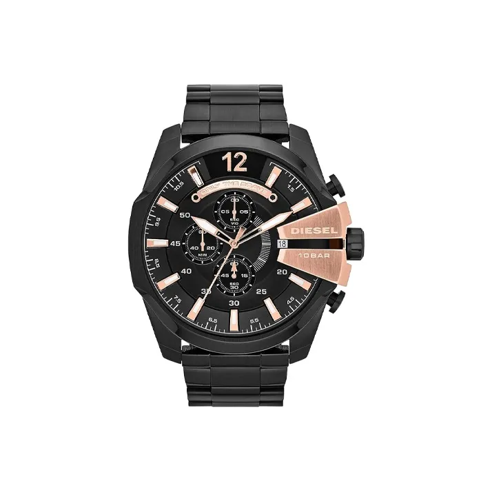DIESEL Мужские часы Кварцевый механизм Ремешок из нержавеющей стали 59 мм Черный циферблат Часы DZ4309