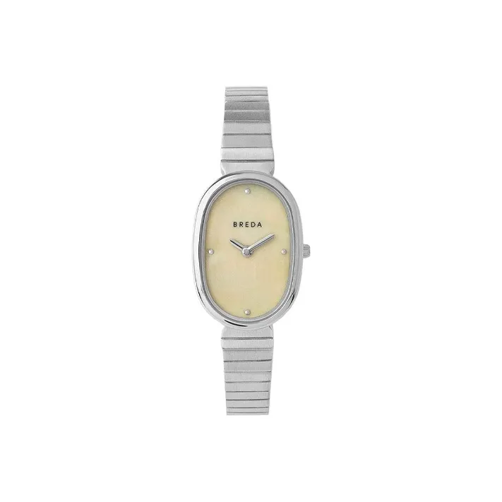 BREDA Наручные часы Кварцевый механизм Ремешок из нержавеющей стали Желтый циферблат Женские часы 1741A B C D