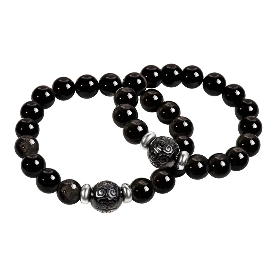 SIMPLE JOYS Natural Obsidian Bracelets Unisex