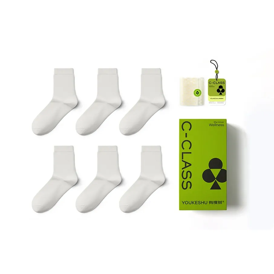 YOUKESHU Баскетбольные носки Мужские 6 пар Натуральный белый